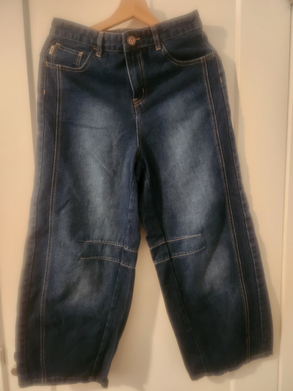 Dark Blue Women's Wide-Leg Baggy  Jeans